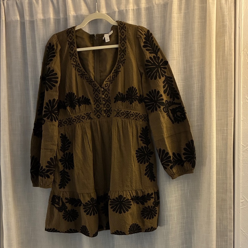 Chelsea & Violet Olive Tunic with Black Embroidery